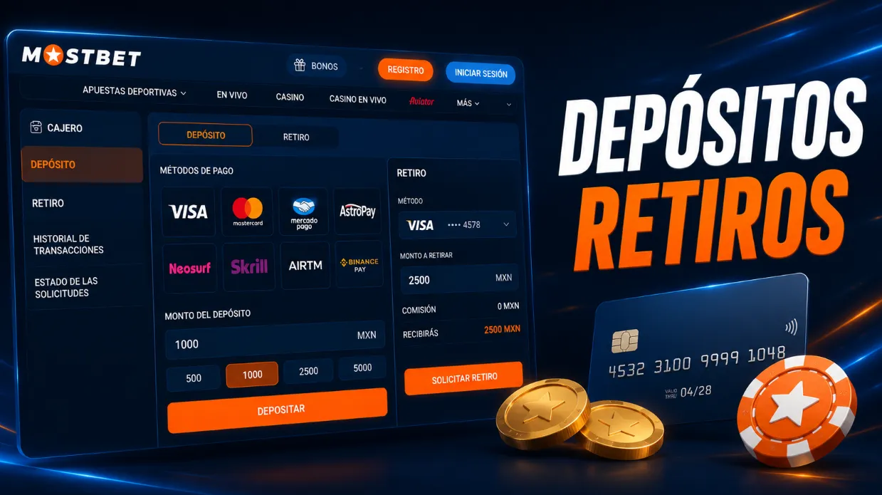Depósitos y cómo retirar dinero de Mostbet
